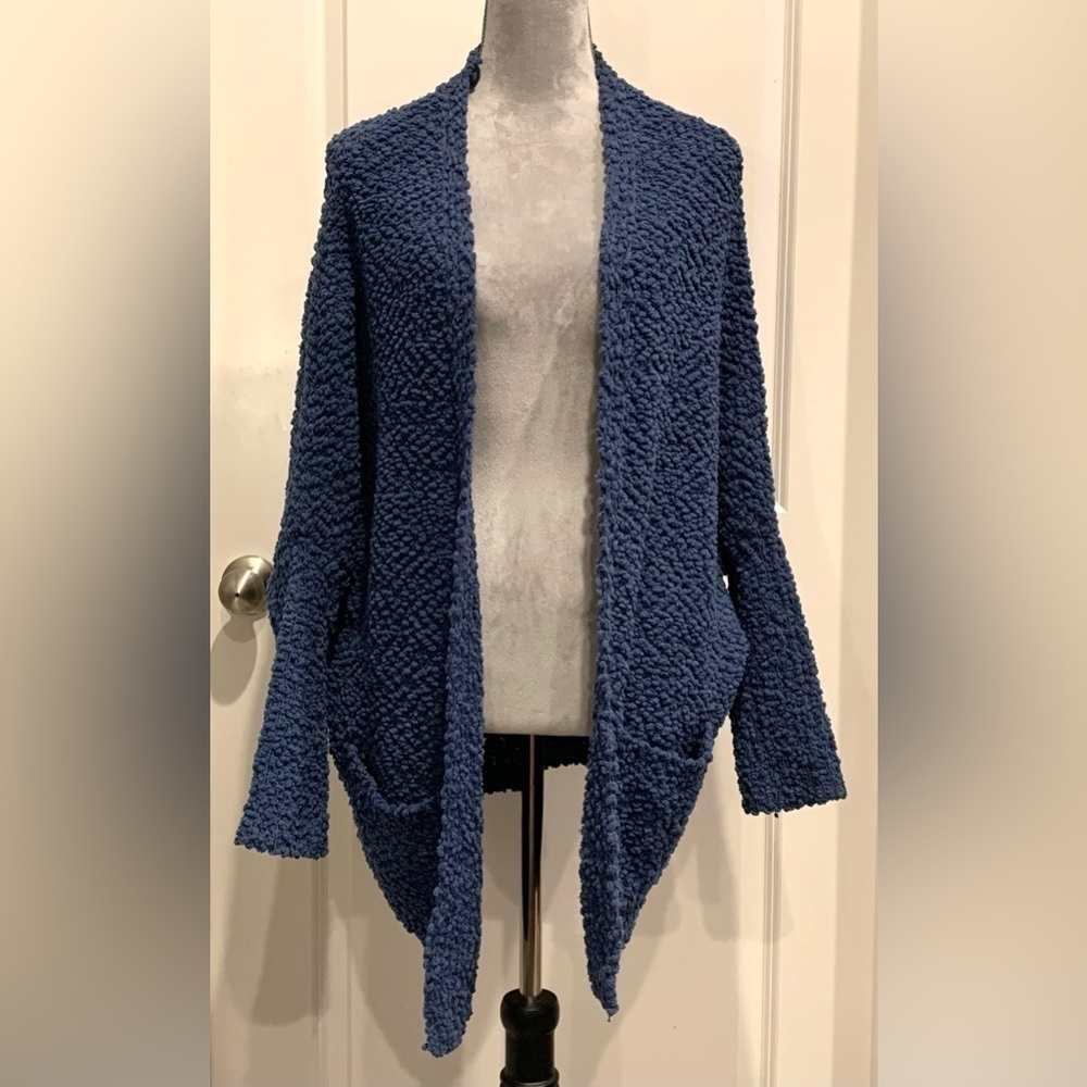 UMGEE Sz L  Dolman Sleeve Teal Open Front Casual Cardigan W/Pockets - Picture 4 of 12